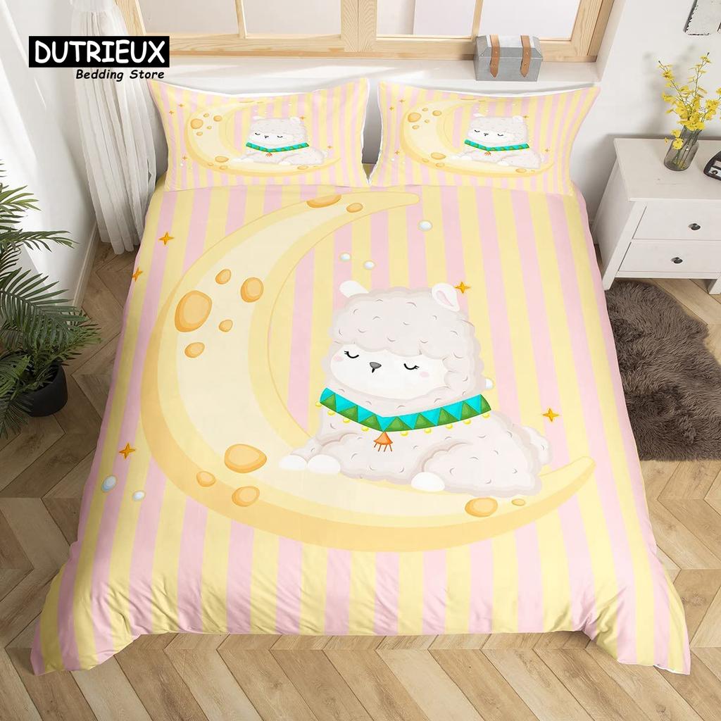 Cartoon Sheep Farm Animals Duvet Cover Set, Butterfly Princess Bedding Set, Soft Comfortable Breathable Duvet Cover