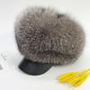 Fox Fur Hat Women Fluffy Brim Winter Warm Snow Cap Female Outdoor Fluffy Bomber Hat Winter Woman   Fur Cap Hat