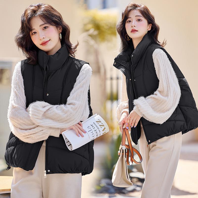 

Новый осенне-зимний женский модный жилет из хлопка, свободный и универсальный жилет из хлопка для верхней одежды XXL чёрный