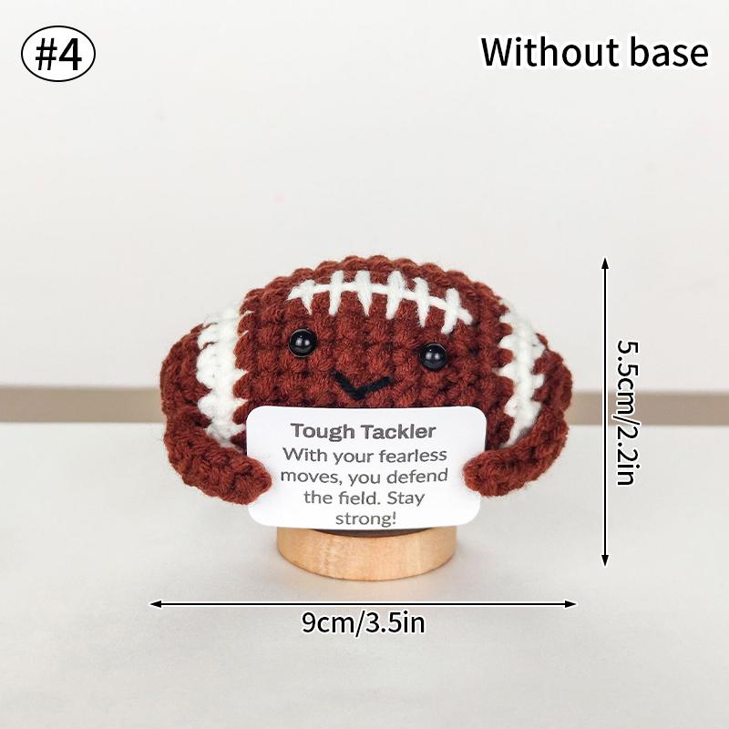 Handmade Crochet Miniature Ball Game Positive Encourage Energy Card Emotional Ornament Car Decorations Wovening Finished Product