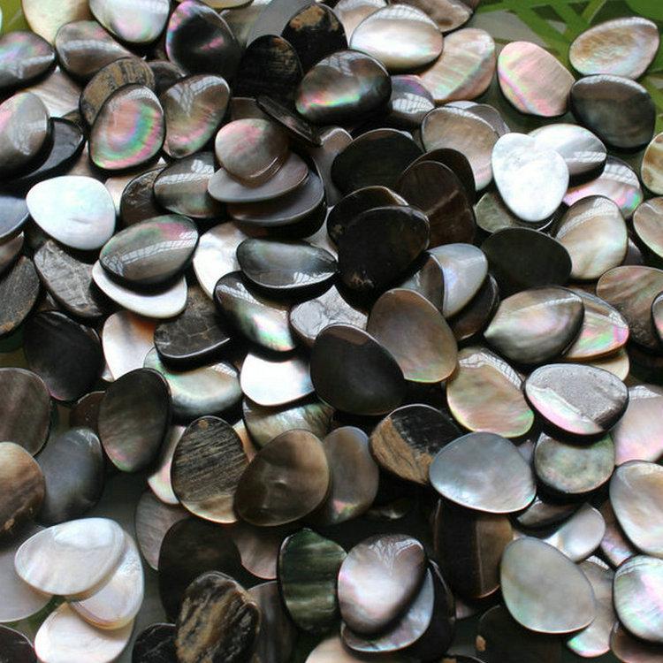 Natural Black Mother of Pearl Hairpin Ring Face Patch – 10x13mm Holeless Triangle Rounded Corner DIY Jewelry Accessory.