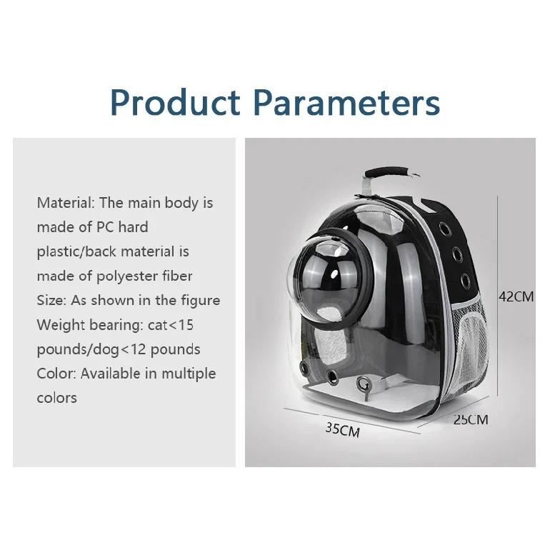Portable Cat Pet Carrier Backpack Transparent Capsule Bubble Pet Backpack Small Animal Puppy Kitty Breathable Carrier for Travel