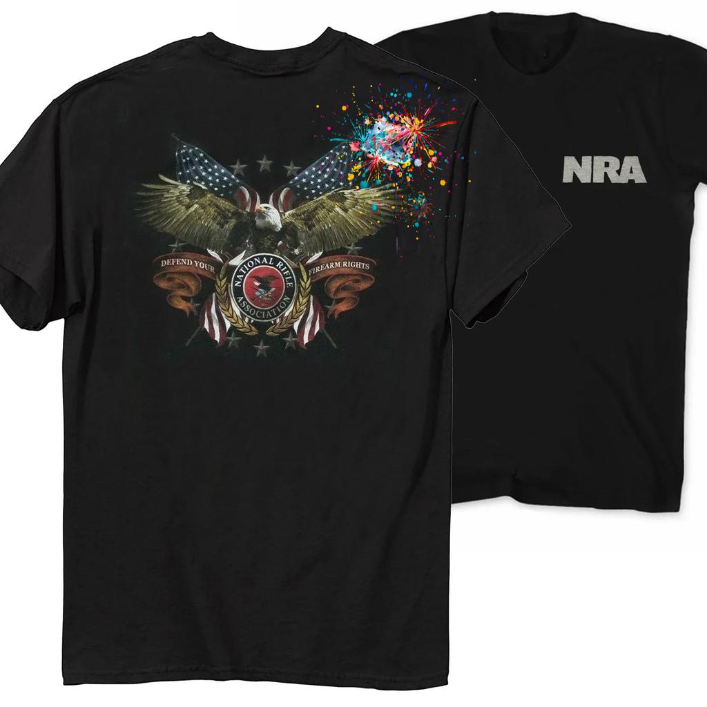 America Flag Bald Eagle Badge Gun Owner Gift TShirt 100 Cotton ONeck Summer Short Sleeve Casual Mens Tshirt Size S3XL