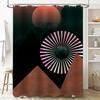 Modern Bathroom Decor Shower Curtain Set with Pink and Green Moon Design for Spa Shower Room Dark Green / Brown / Black Color Sc