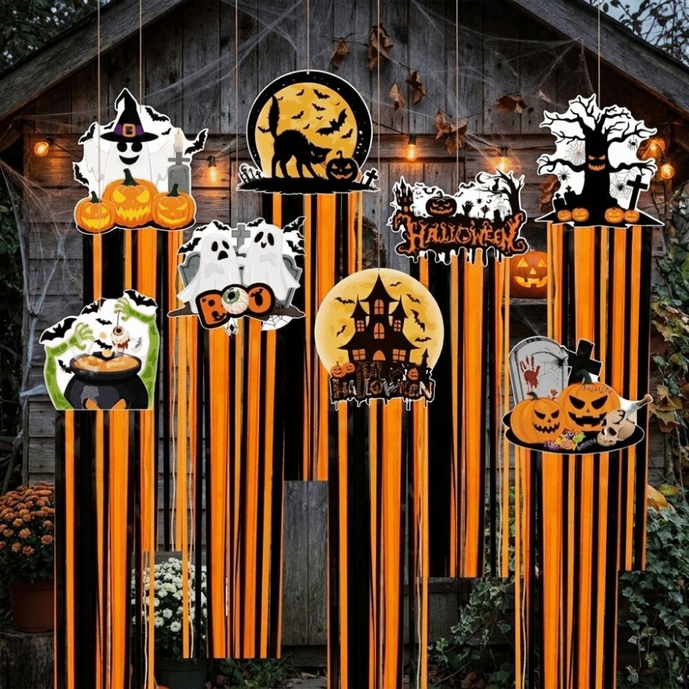 8Pcs Creative Halloween Pumpkin Hanging Decor DIY Halloween Hanging Sign Front Door