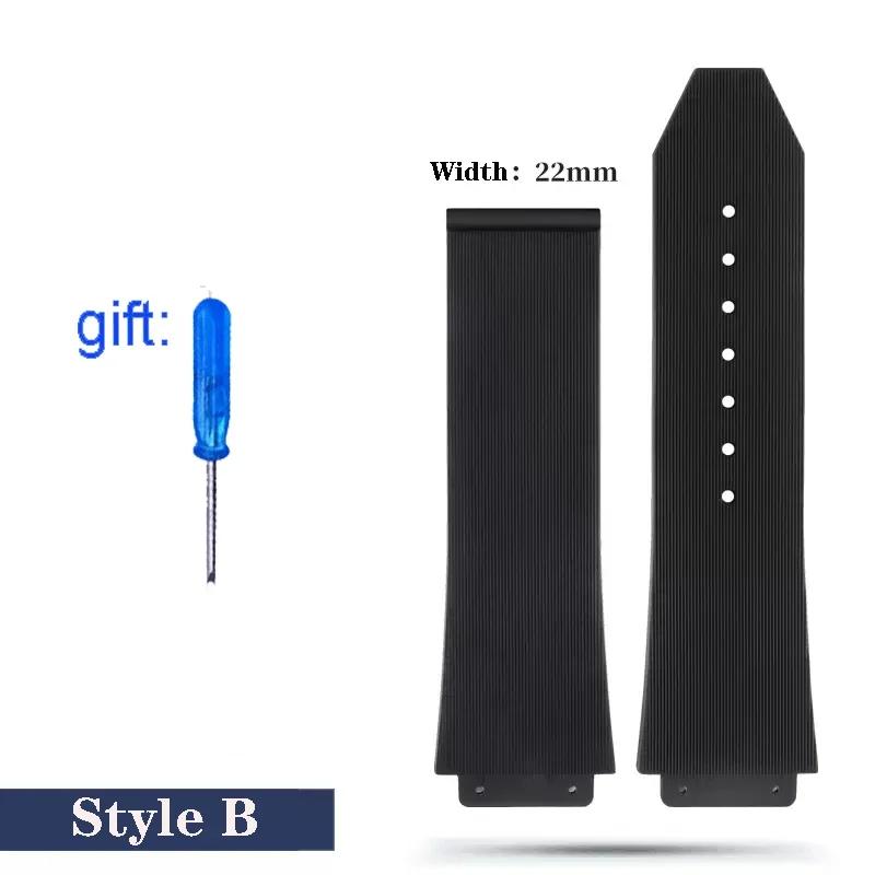 For HUBLOT BIG BANG Silicone Watchband 24X17MM 25X19MM Waterproof Wristband Men's Watch Strap Chain Watch Rubber Bracelet