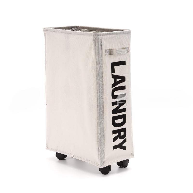 Rolling Slim Laundry Basket Wheels Foldable Laundry Hamper Handle Collapsible Laundry Sorter Organizer Tall Storage Basket Bin