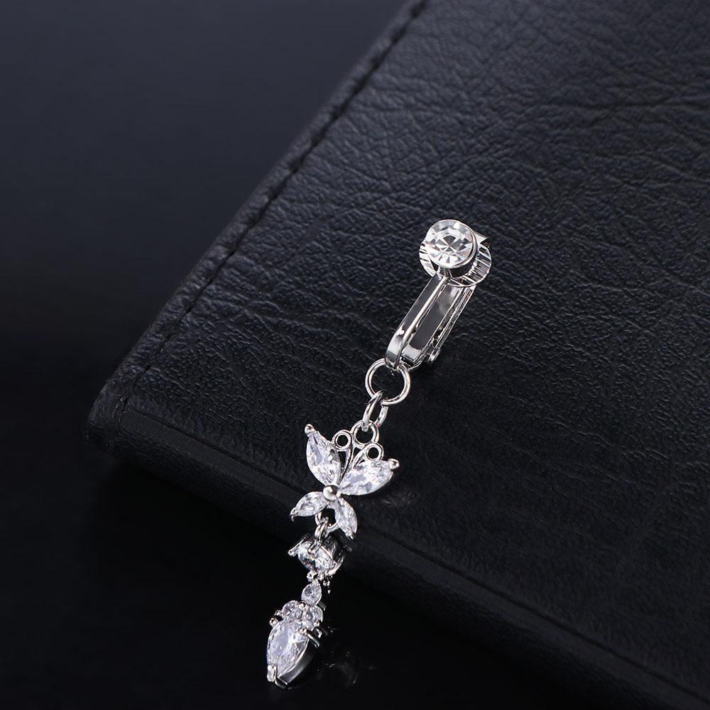 Niche Design Women Belly Ring Belly Button Cartilage Clip Body Jewelry Fake Belly Piercing Clip