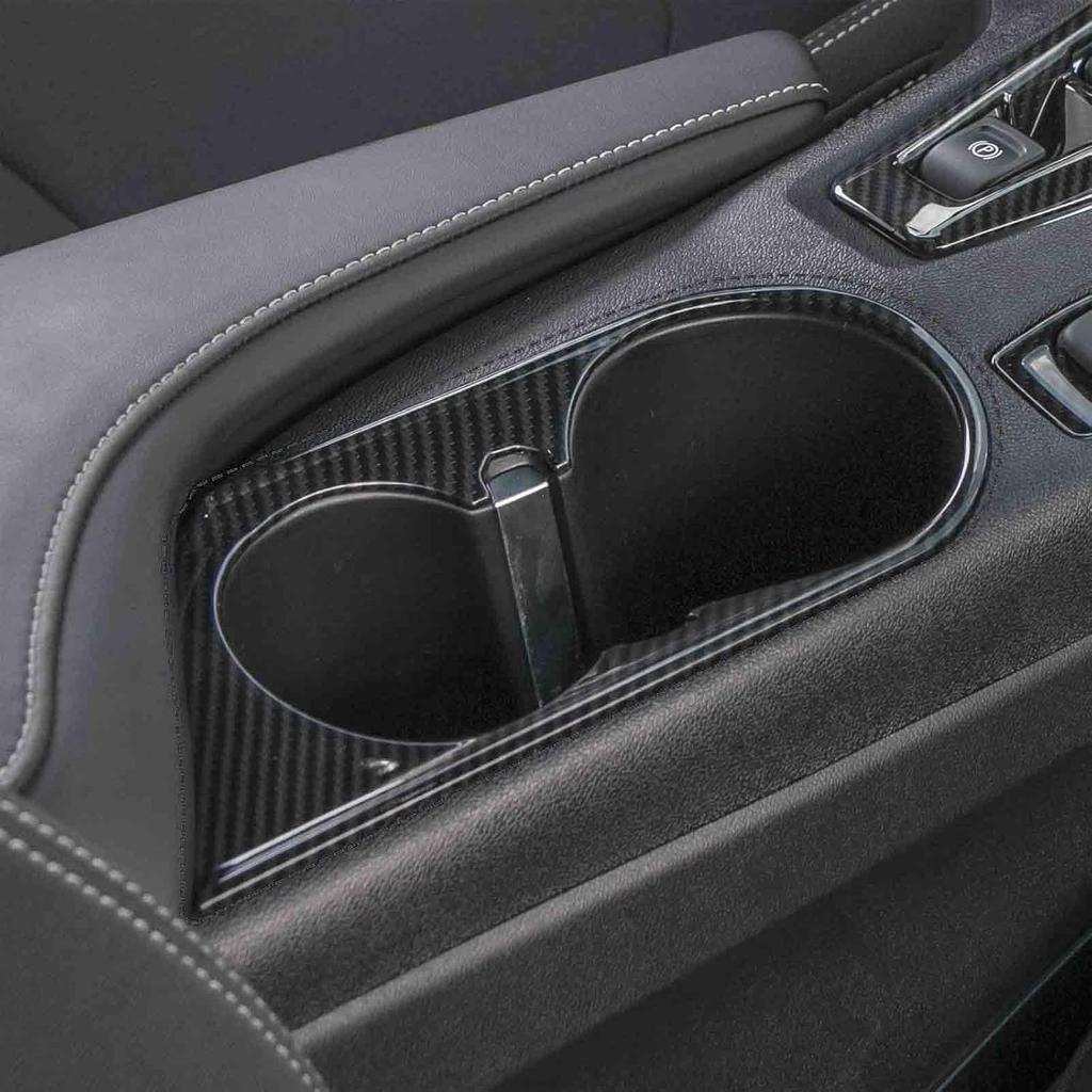 RT-TCZ for Chevy Camaro Carbon Fiber Cup Holder Trim Cover for Chevrolet Camaro 2017 2018 2019 2020 2021 2022 2023 Carbon Fiber Interior Accessories