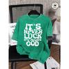 Es ist nie Glück, immer Gott Aufdruck Damen Gewaschene T-Shirts Lässige Hip Hop Tops Baumwolle Rundhals Kurzarm Locker T-Shirt
