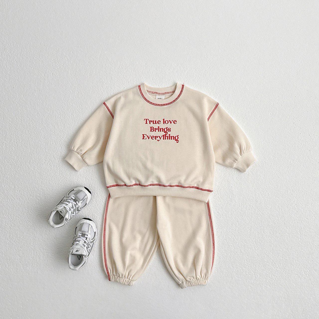 

Осень 2024 Толстовка и брюки с вышивкой букв для мальчиков Повседневный костюм 90cm бежевый