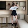 Women's Black High-Waisted Wide-Leg Shorts: Spring/Summer Korean Style, Loose, Slimming, Casual, Versatile, Short Skirt Design.