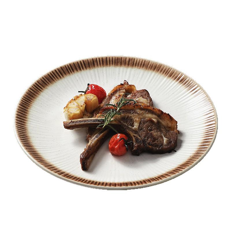 Japanese Ceramic Retro Dining Plate for Pasta, Steak, and Desserts