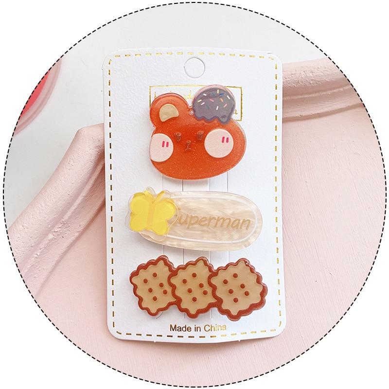 3 Stück Kawaii Tier Haarnadel Niedliche Acryl Haarspangen für Kinder Kopfbedeckung Kopfschmuck Kleine Mädchen Kinder Haarschmuck