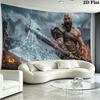 Kratos God of War Wall Tapestry Aesthetic Wall Hanging Printed Fabric Blanket Decorative Tapestries for Bedroom Living Room Home Decor