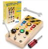 Interactive LED Wooden Busy Board: Children's Early Education Toy with Switches & Sockets
