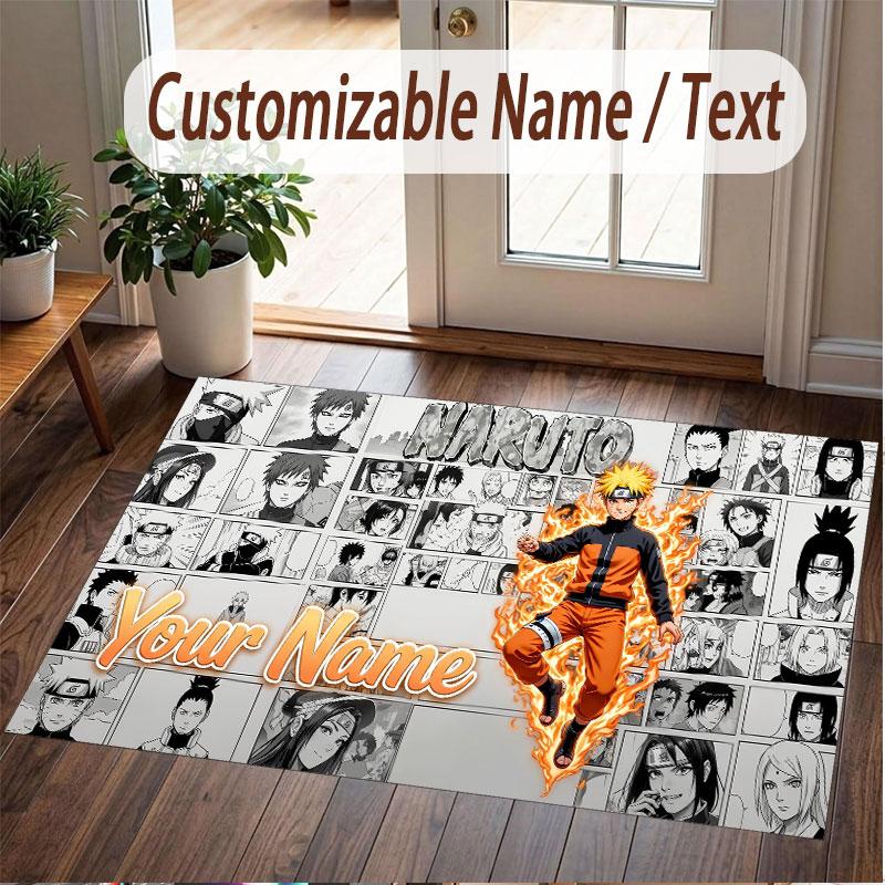 Custom Name Crystal Velvet Rug,Naruto Comfortable Anti Slip Floor Mat For Room Decoration