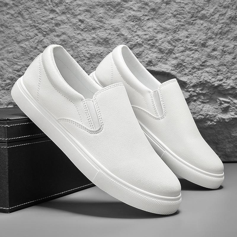 Men's Plus Size Summer Breathable White Leather Casual Sports Shoes