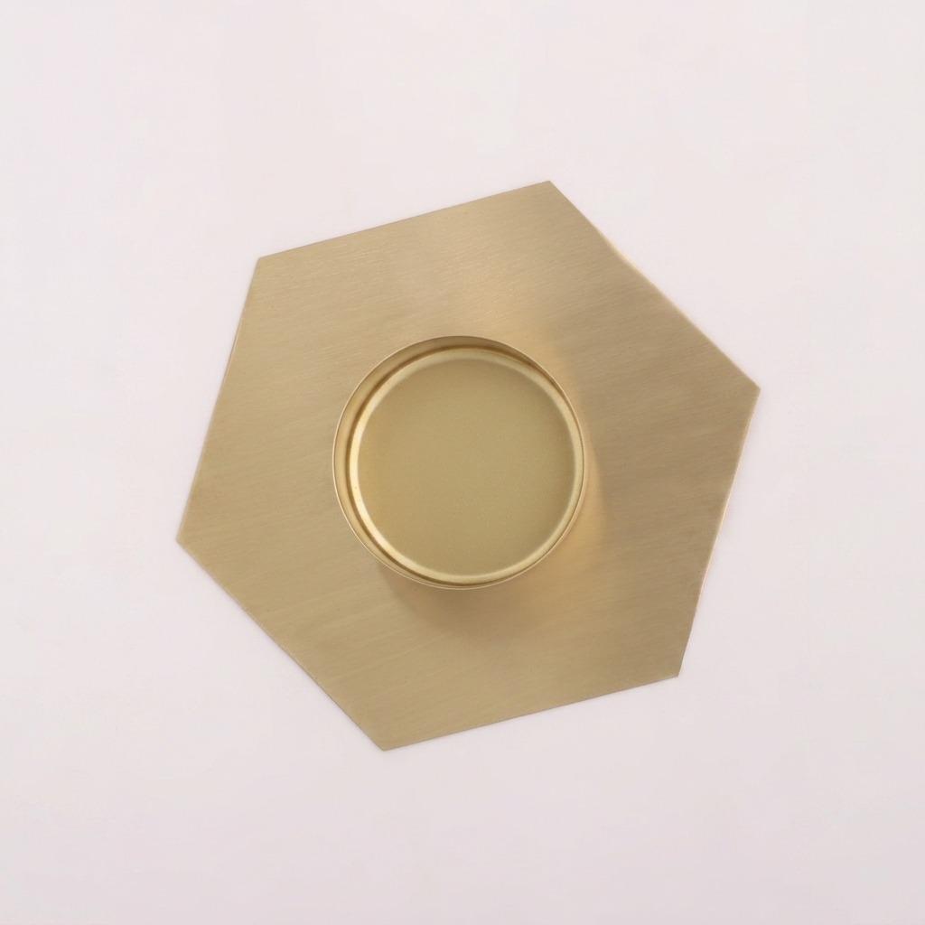 Alma Hexagonal Brass Tealight Holder