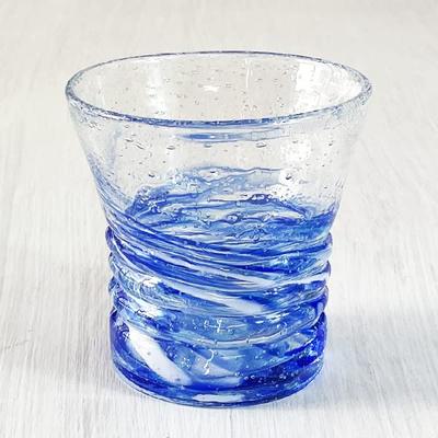 Kubagasaya Ryukyu Glass Ryukyu Glass Rocks Glass with Fluorite Okinawa Souvenir Firefly Wave Glass Blue Phosphorescent Glowing