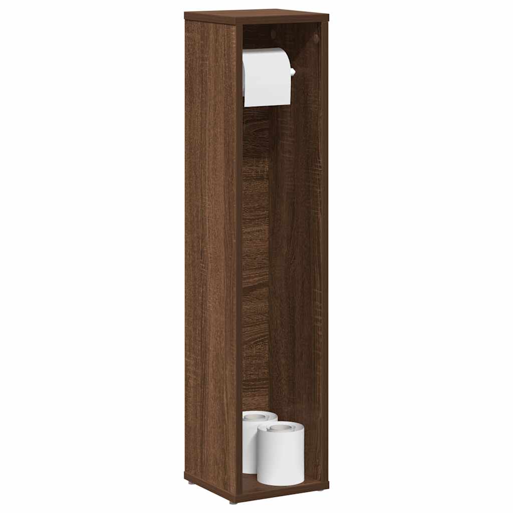 Bathroom Cabinet with Toilet Paper Holder Brown Oak Finish 20.5 X 20 X 90 Cm