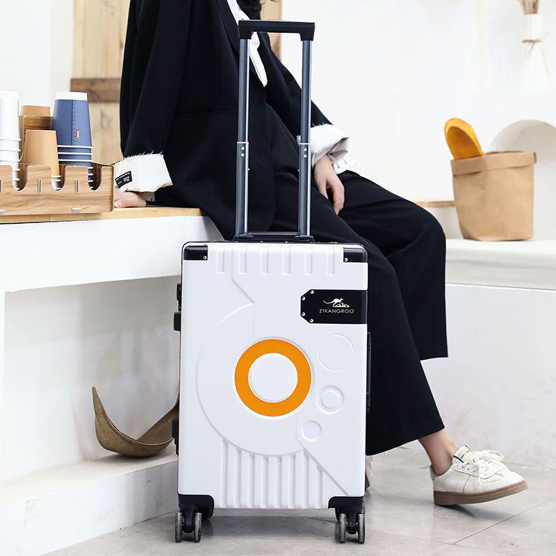 Aluminum Frame Leather Suitcase 20"/28" with Universal Wheels for Men, Women, Students