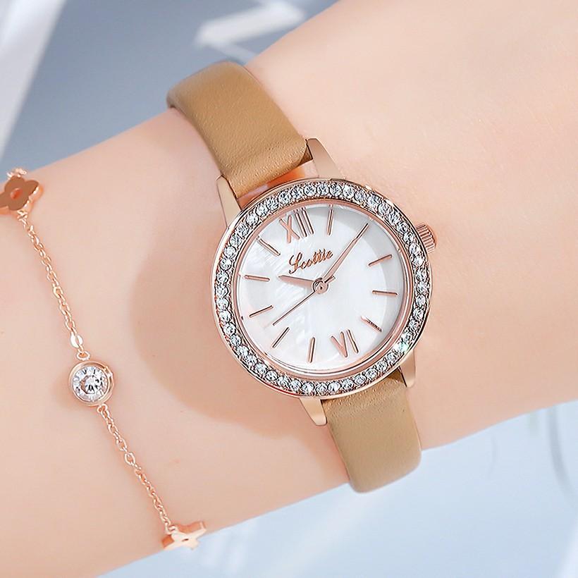 Retro Small Dial Niche Women'S Watch Small Green Watch Waterproof Leather Strap Watch Women
