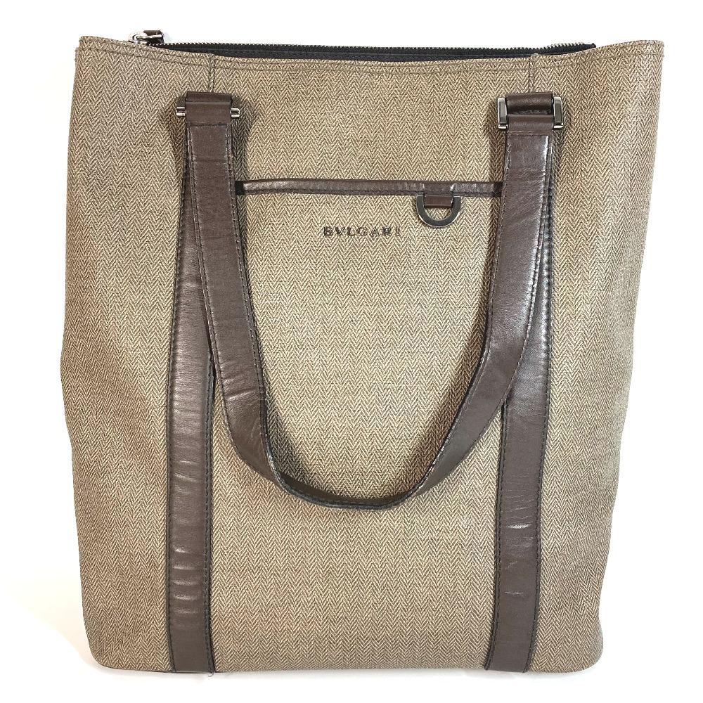 BVLGARI Weekend Logo Vertical Tote Bag Shoulder Bag PVC/Leather gray/Black