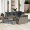Vidaxl 9-Cz. Set di Mobili da Giardino con Cuscini, Grigio, Polyrattan