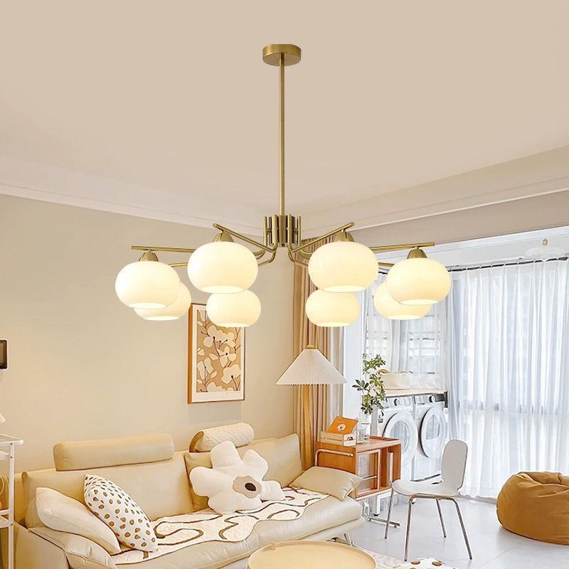 

Pre-Owned Modern Minimalist LED Chandelier for Living Room, Bedroom, or Study in French Bauhaus Style Satin Nickel Body
