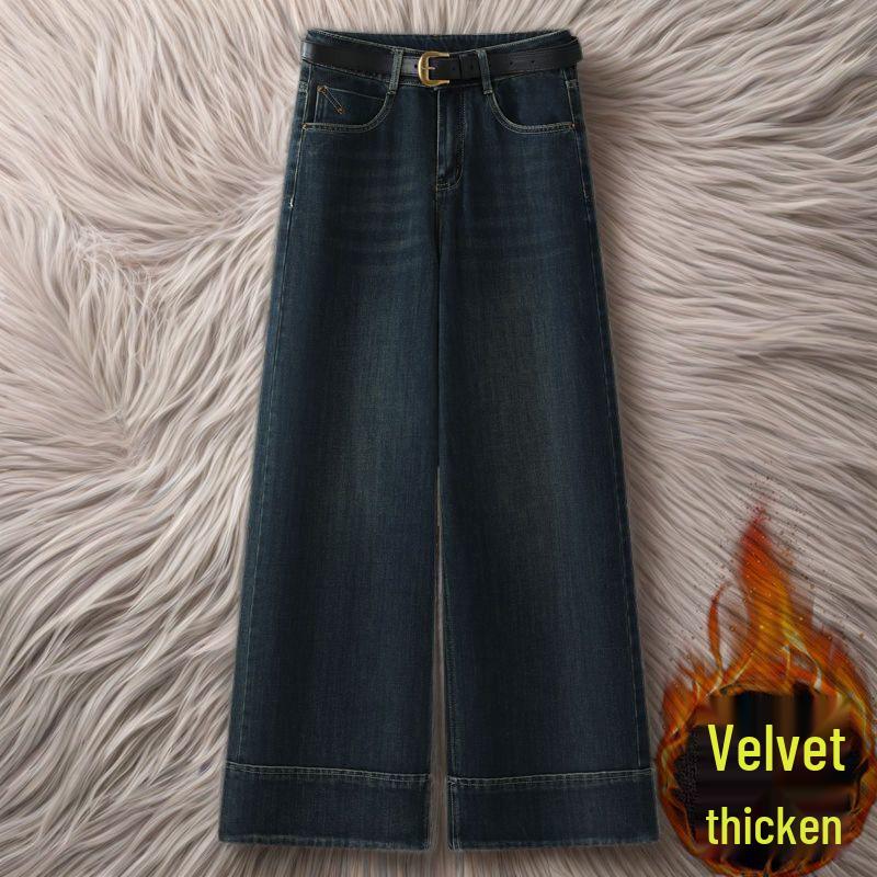 

Women s Winter Plus Velvet Wide-Leg Denim Pants L (Suggest 55-60kg)