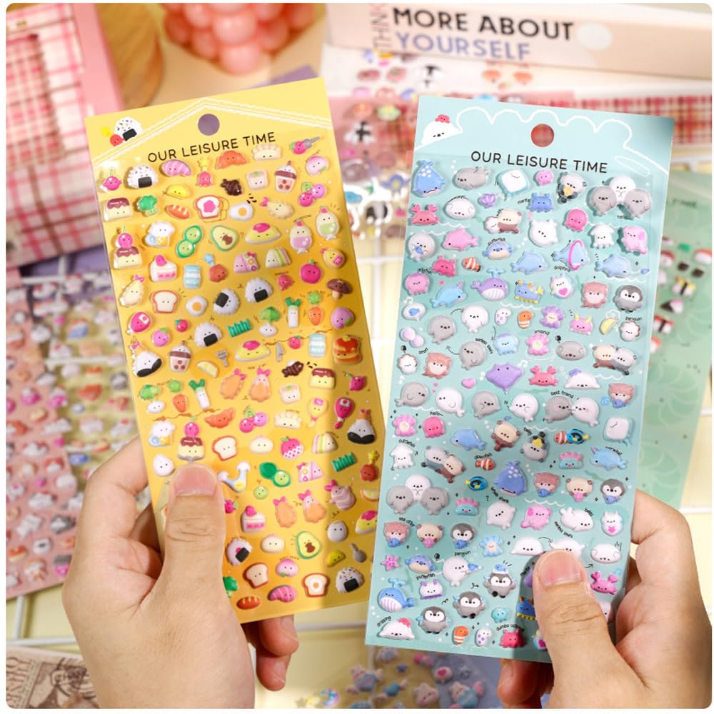 Set mit 6 niedlichen Mini-Blasen 3D-Aufklebern für Handy und Bastelaufkleber, Dekoration, DIY, Planer,