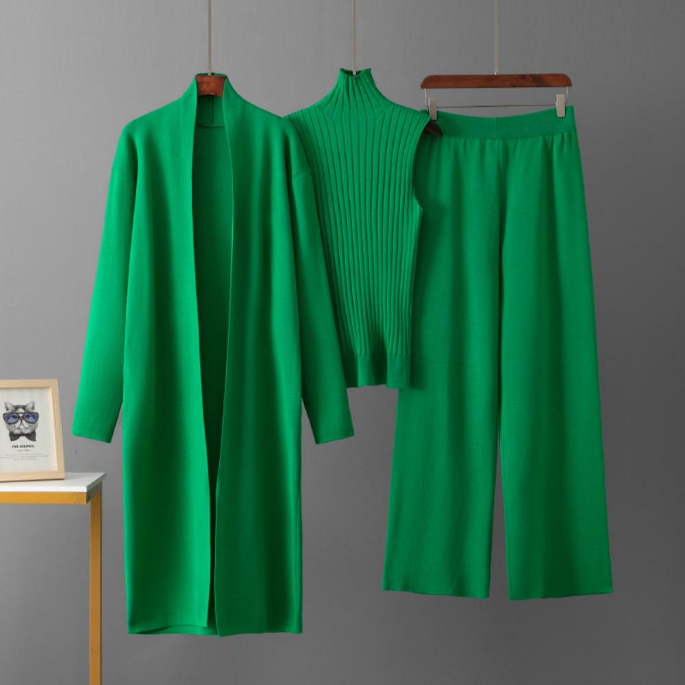 

Модный однотонный повседневный костюм для женщин: шаль-жакет, кардиган + базовый свитер без рукавов + брюки широкого кроя, костюм-тройка One size