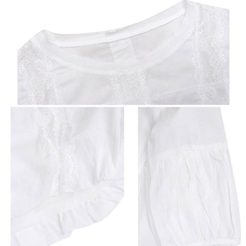 Sweet Chic Floral Chiffon Lace Shirt Casual Lantern Sleeve White Blouses Women Korean Loose Ladies Tops Blusas Mujer 15204