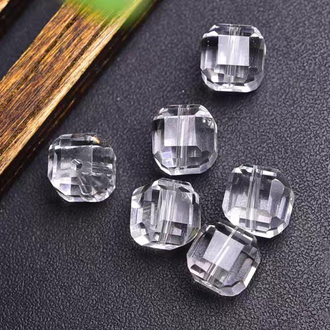 Natural Clear Quartz Faceted Cube Beads for DIY Handmade Bracelets & Necklaces