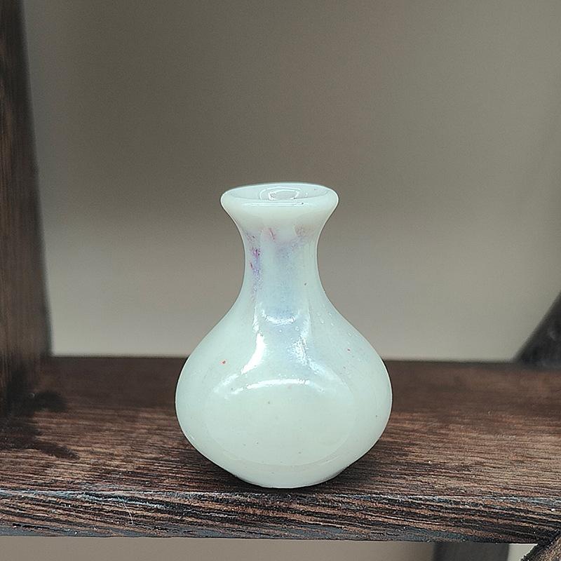 1/12 Puppenhaus Mini Gläser Vintage Keramik Bunte Vase Modell Puppe Hause Wohnzimmer Dekor Spielzeug Micro Landschaft Ornament Szene Prop