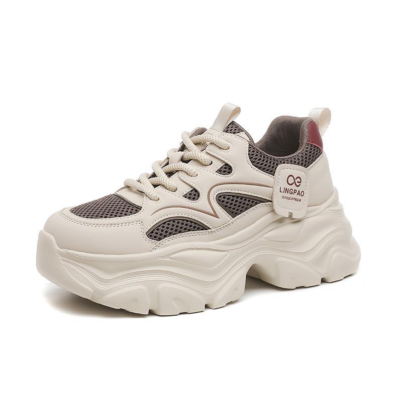 

Four Seasons New Women s Round Head Mesh Breathable Thick-soled Fashion Dad Shoes Women s Sports Casual Trend Shoes One 2025 40