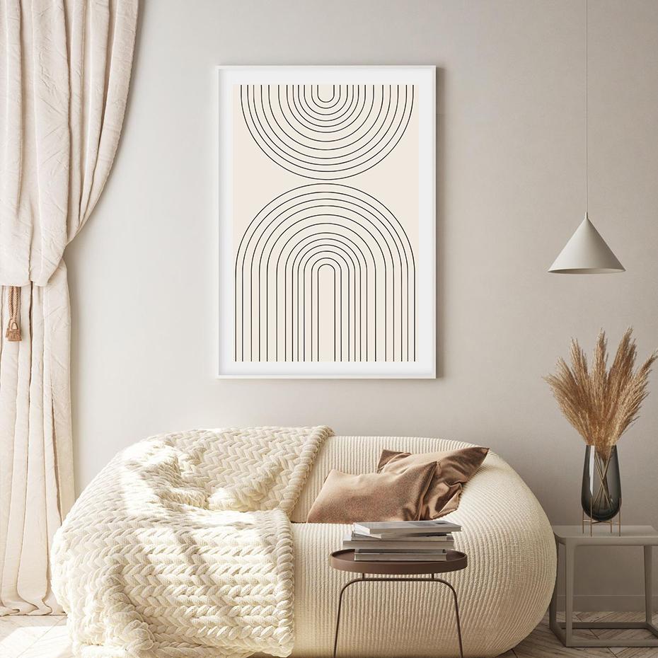 Bohemian Abstract Geometric Rainbow Line Posters Canvas Painting Wall Art Print Pictures Bedroom Living Room Interior Home Decor