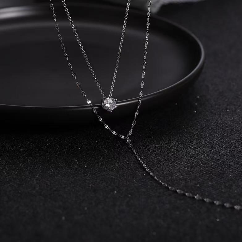 High-Grade Women's Y-Shaped Tassel Diamond Necklace: Elegant Double-Layer Clavicle Chain, Light Luxury, Trendy & Exquisite.