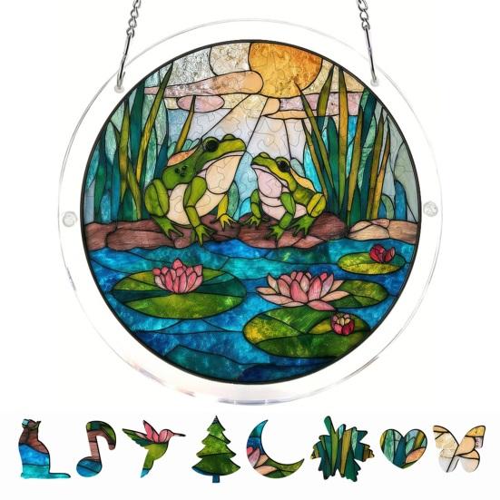 Acrylic Jigsaw Puzzle Suncatcher Kit, Stained Glass Style DIY Window Hanging Ornament for Home Decor, Gift for Women Men Mom