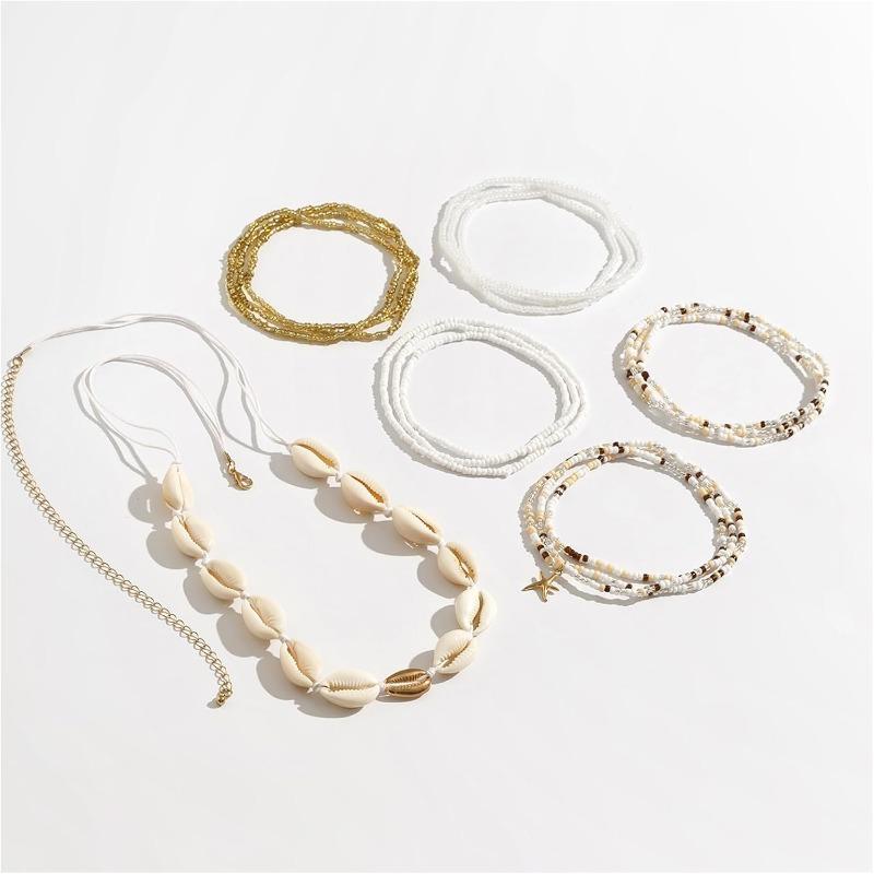 Summer Beach Coloful Beads Waist Chain Jewelry Sets for Women Multi-layered Beaded Belly Chain Sexy Bikini Sexy Shell Waist Bead