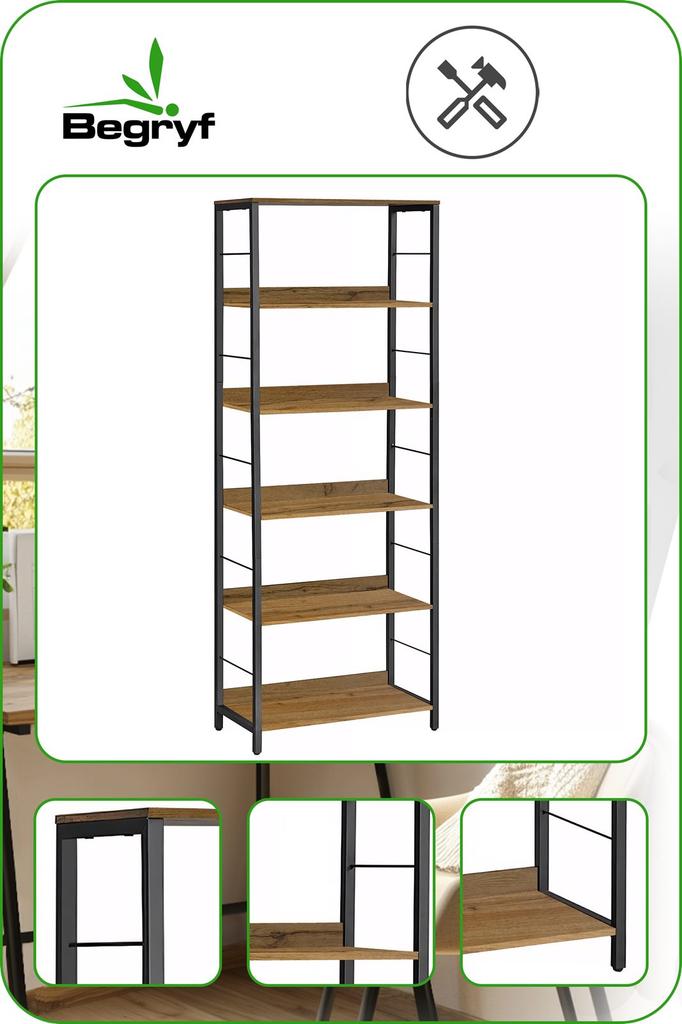 Regał Na Książki Olcha Biblioteczka Do Salonu 60X30X178 Vr39A Begryf