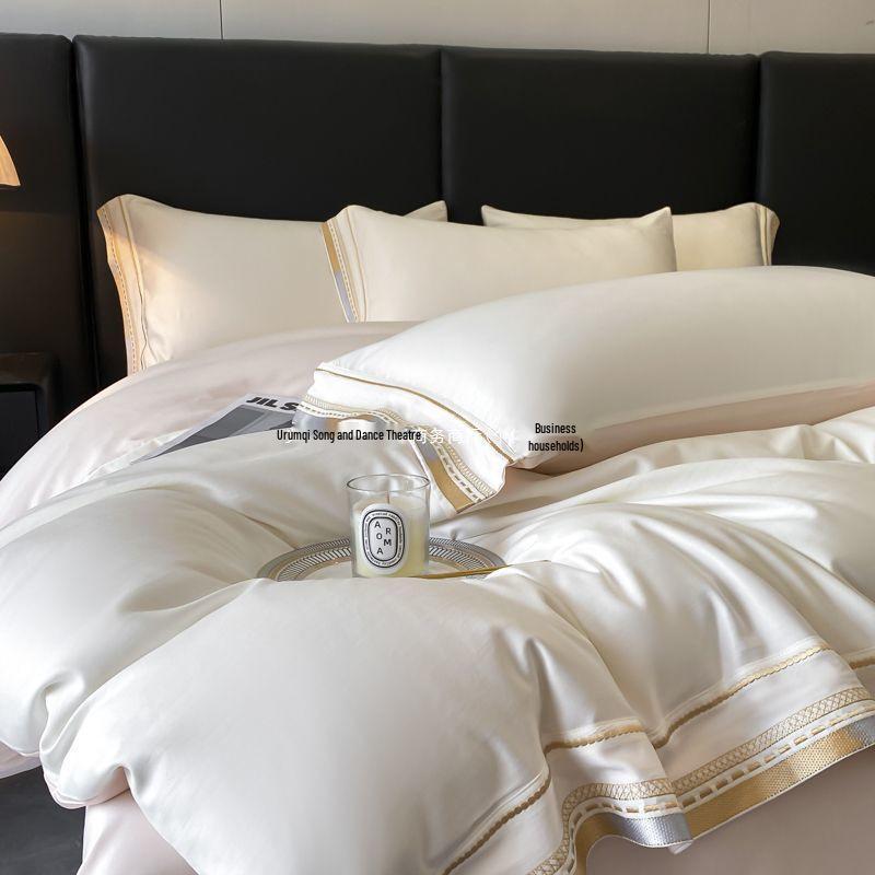 Luxury Lyocell Tencel Four-Piece Bedding Set – Double-Sided Ice Silk for Spring-Summer