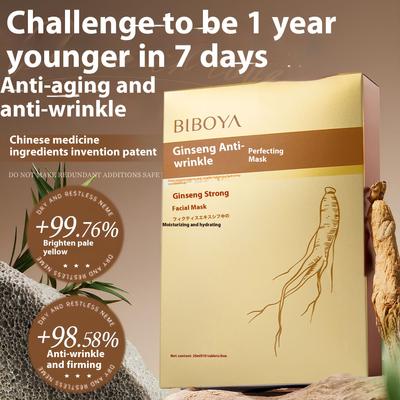 Ginseng Protivrásková Pleťová Maska Hydratační a Zvlhčující Rozjasňující Pleť Zpevňující a Stahující Póry