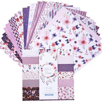 24 Sheets Flower Craft Paper Pads Cutting Dies Art Background Origami Scrapbooking Card Making