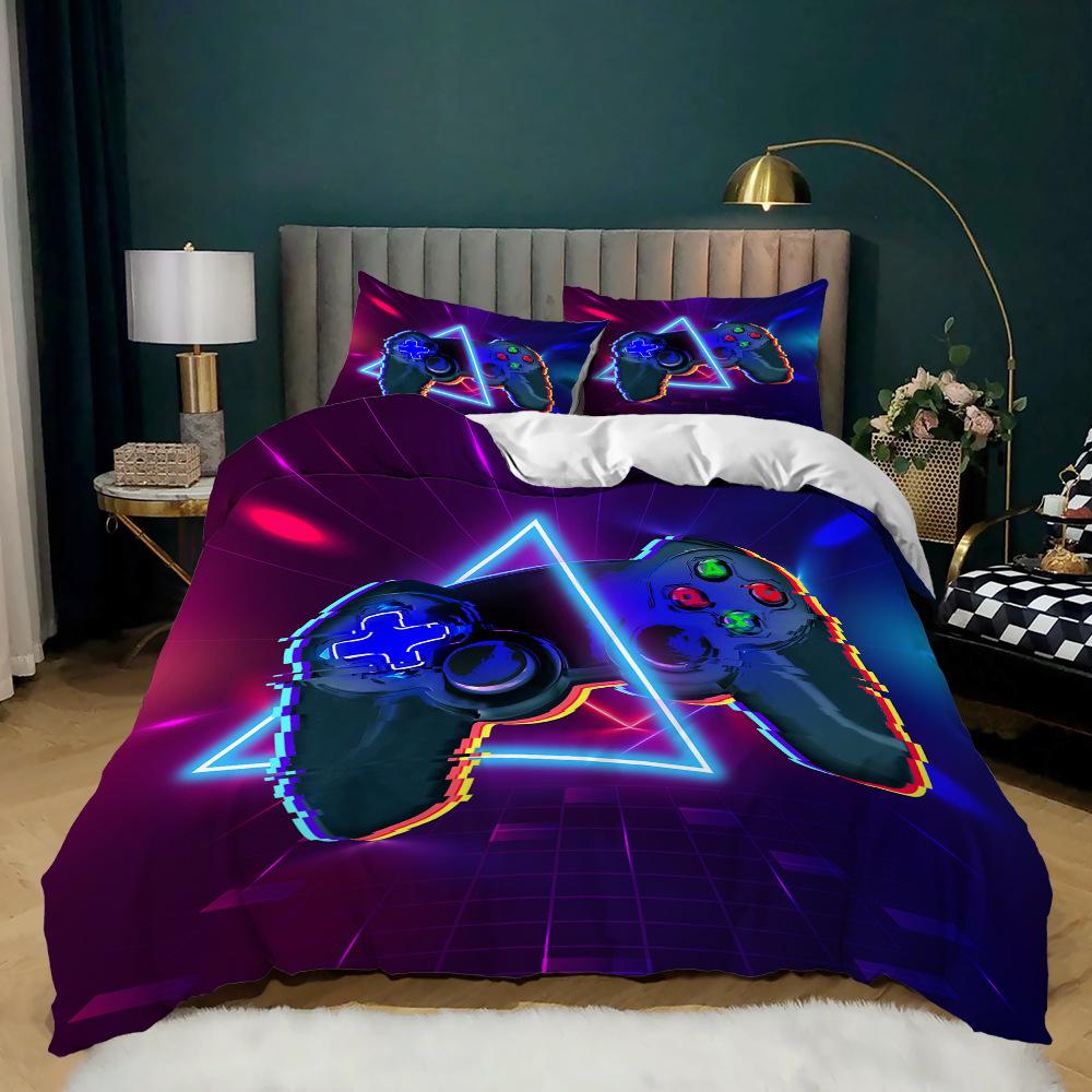 Gamepad Kit 3D Digital Printing Quilt Cover E-Sports Boy Bedding Three-Piece Set