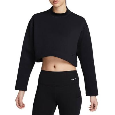 Women's Solid Color Cropped Loose-Fit Sweatshirt Black