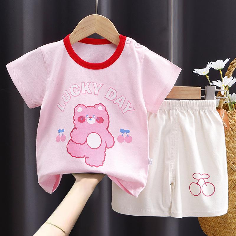 2025 Kids' Short Sleeve Summer Pajama Set - Boys and Girls Baby T-shirt and Shorts