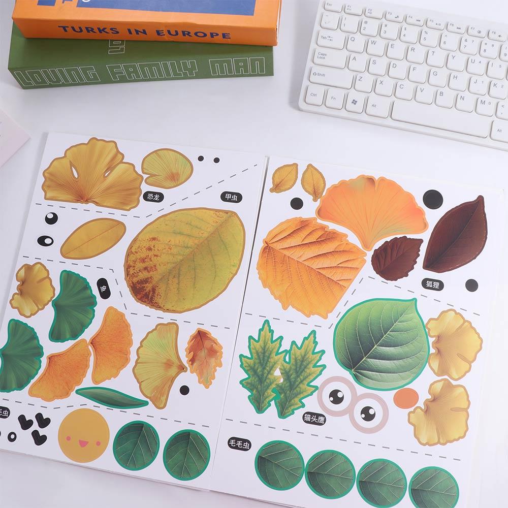 Paper Leaf Painting Sticker Books Handmade Cartoon Sticker Book DIY Paste Material Kit  Children