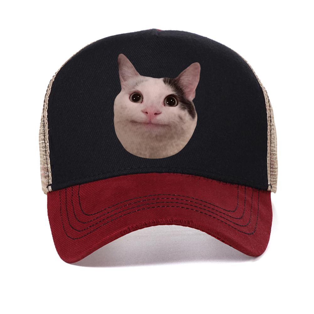 

Cat Meme print graphic baseball cap Fashion Hip Hop Streetwear Unisex Summer mesh snapback hat casual Breathable sun sport hats Adjustable красный